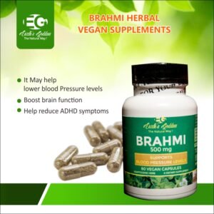 Brahmi/Bacopa- Reduce Blood pressure, Mental Alertness, Cognitive Health & Memory Support, 60 Vegan Capsules, 500 mg