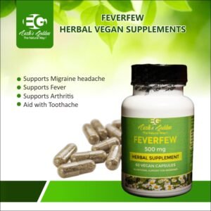 Feverfew (Tanacetum parthenium) – Helps Relieve Head Discomfort & Migraine Headache- 60 Vegan Capsules, 500 mg