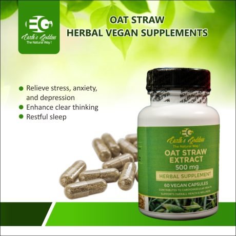 Oat Straw (Avena Sativa)- Promoting Nervous System Health - Natural Formula Supporting Overall Wellness - 60 Vegan Capsules, 500 mg.