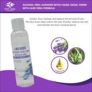 Alcohol-Free Lavender Witch Hazel Facial Toner with Aloe Vera Formula, 4 oz/ Vegan/ Handcrafted