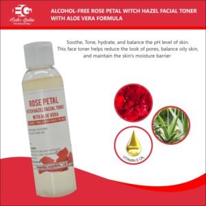 Alcohol-Free Rose Witch Hazel Facial Toner with Aloe Vera Formula, 4 oz/ Vegan/ Handcrafted
