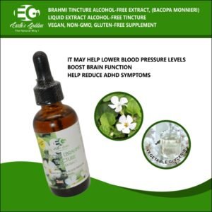 Brahmi/Bacopa Tincture- Reduce Blood pressure, Mental Alertness, Cognitive Health & Memory Support, 60 Vegan Capsules, 2 Oz.