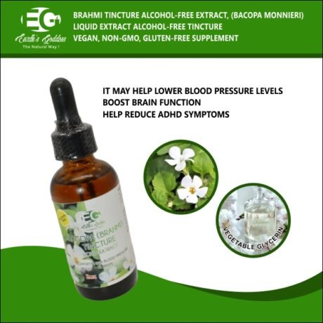 Brahmi/Bacopa Tincture- Reduce Blood pressure, Mental Alertness, Cognitive Health & Memory Support, 60 Vegan Capsules, 2 Oz.