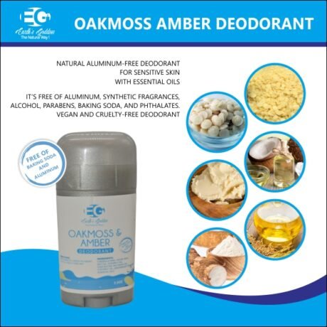 Oakmoss & Amber Aluminum Free Vegan Deodorant for Women and Men,24 Hour Odor Protection, Certified Cruelty Free, Vegan Deodorant, 3.25 oz, 1 pack