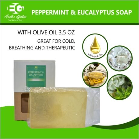 Peppermint & Eucalyptus Soap Face and Body Bar Great for Running Noise, Cool breeze. /Paraben Free 3.5 oz 1 Count, facial cleanser. Handcrafted.