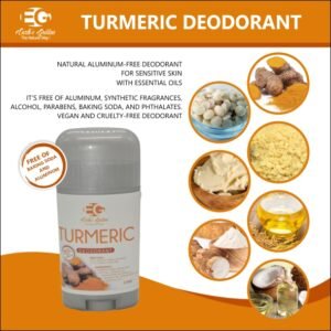 Turmeric Aluminum Free Vegan Deodorant for Women and Men, 24 Hour Odor Protection, Certified Cruelty Free, Vegan Deodorant, 3.25 oz, 1 pack. Handcrafted