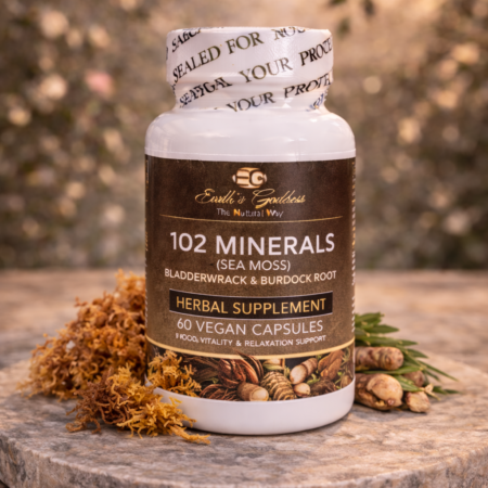 102 MINERALS  (Sea Moss, Bladderwrack & Burdock Root)  Complete Mineral Restoration Formula